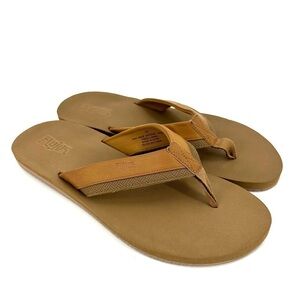 Flojos Mens Size 13 Ryan Thong Sandals Flip Flops Brown Tan